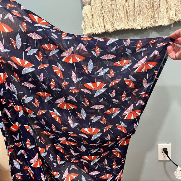 Charming Charlie Navy w/ Umbrella Print Sheer Kimono Cardigan Size Medium - Picture 2 of 6